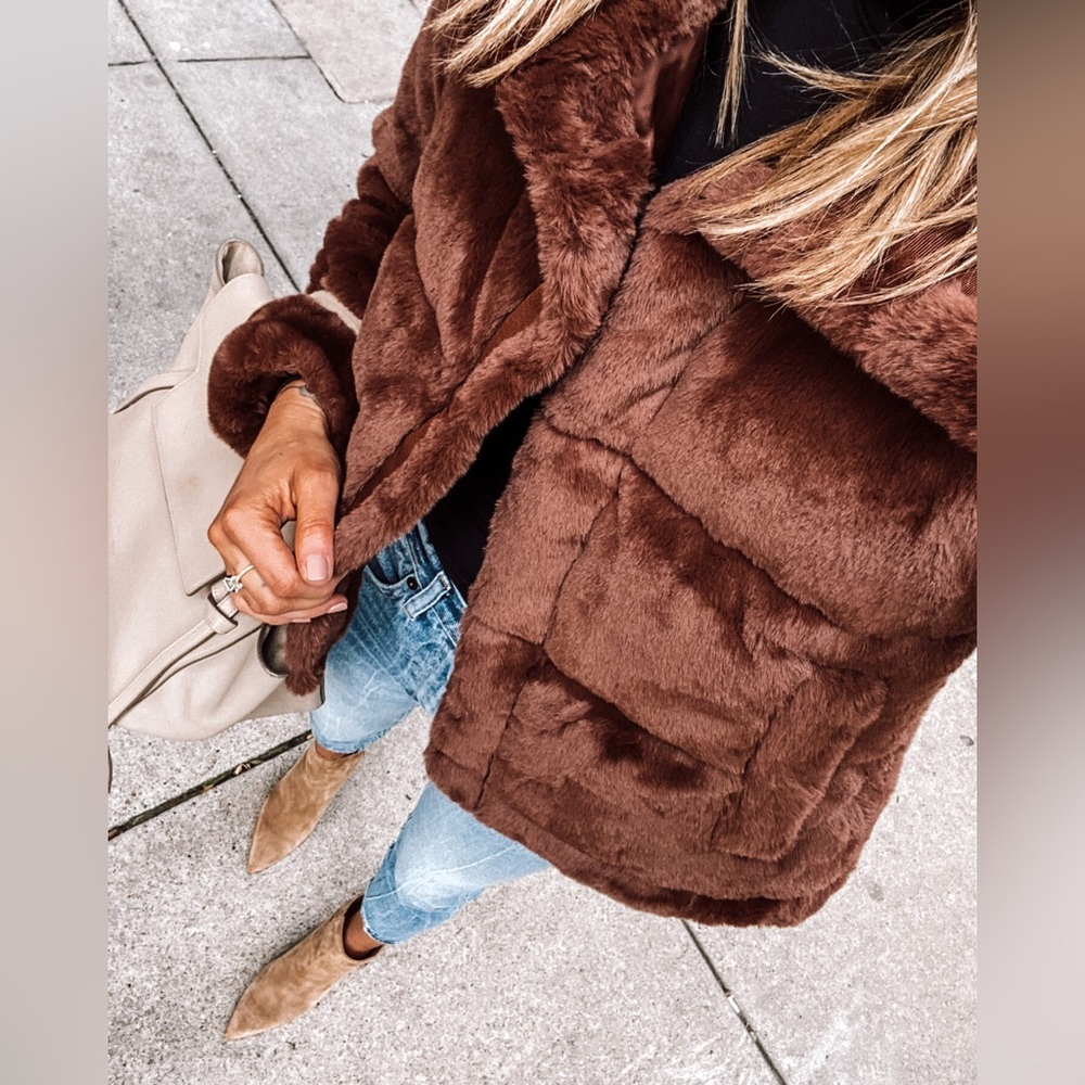 Abercrombie Brown Faux Fur Quilted Jacket